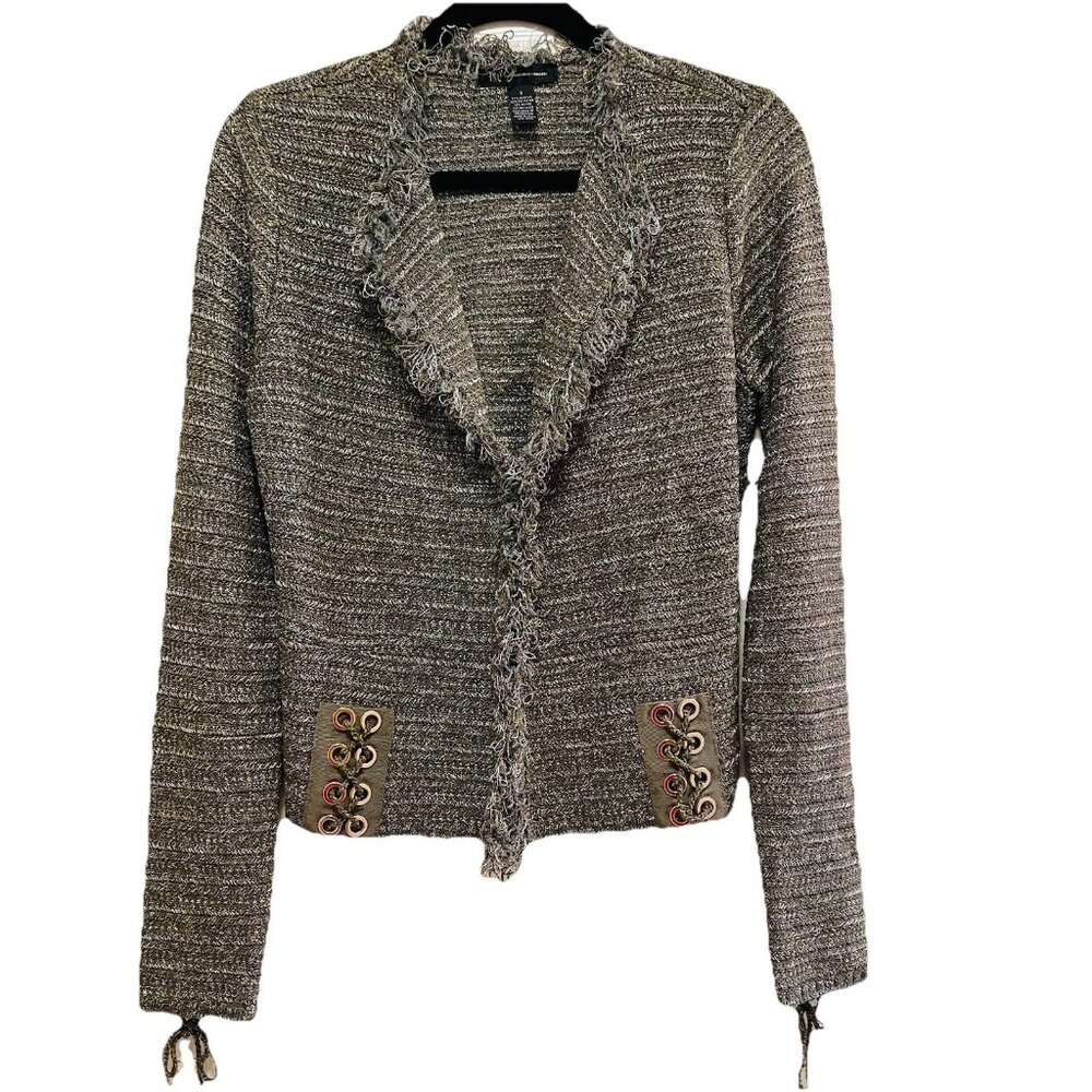 INC INTERNATIONAL CONCEPTS Metallic Lace-Up Cardigan Sz S